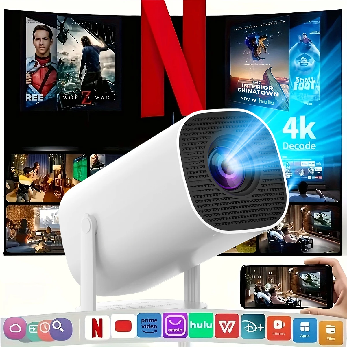 Проектор hy300 pro поддерживает беспроводной 1080p 4k wifi6