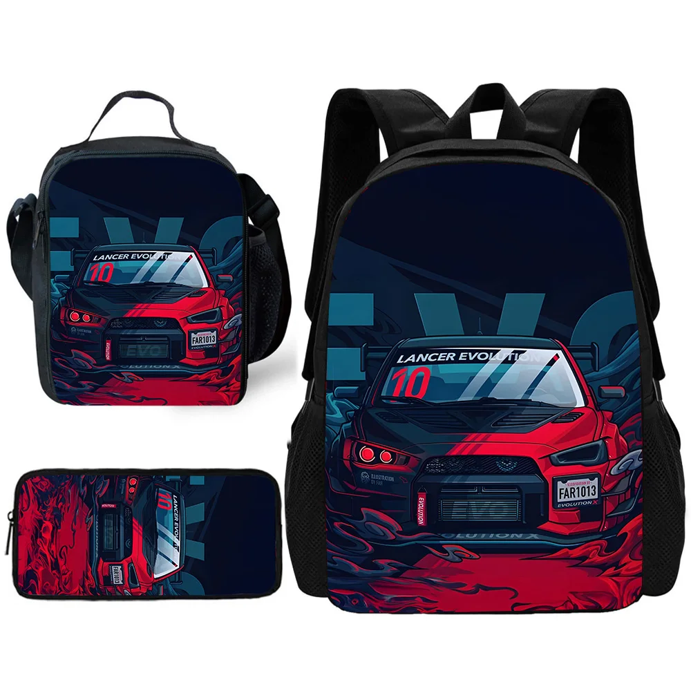 Child school fashion luxury sports cars backpack with lunch bags 