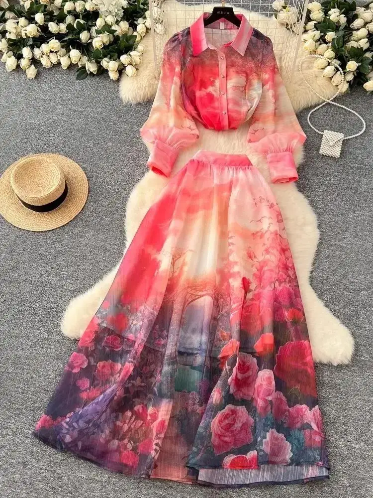 Весенне-осенний великолепный комплект из 2 предметов с цветочным принтом