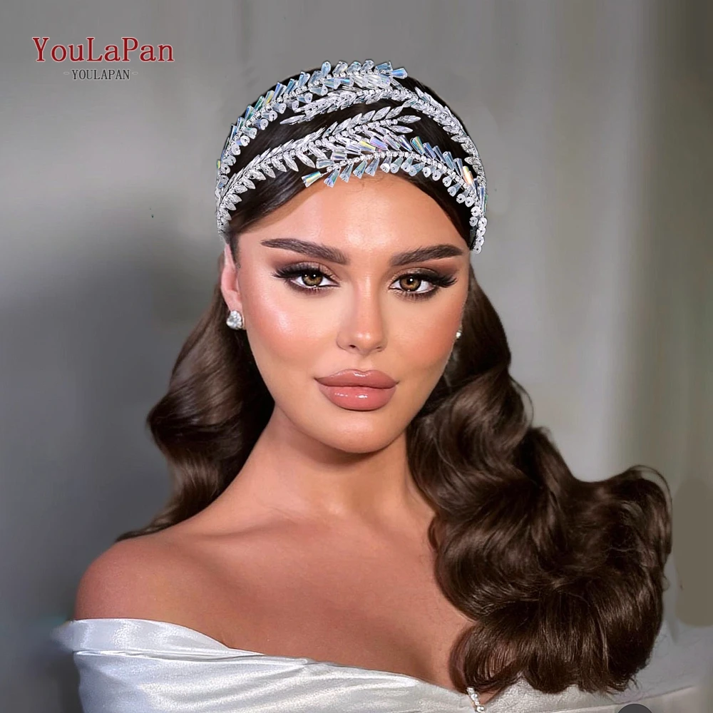 Youlapan обруч для волос со стразами для невесты - Фотография_3