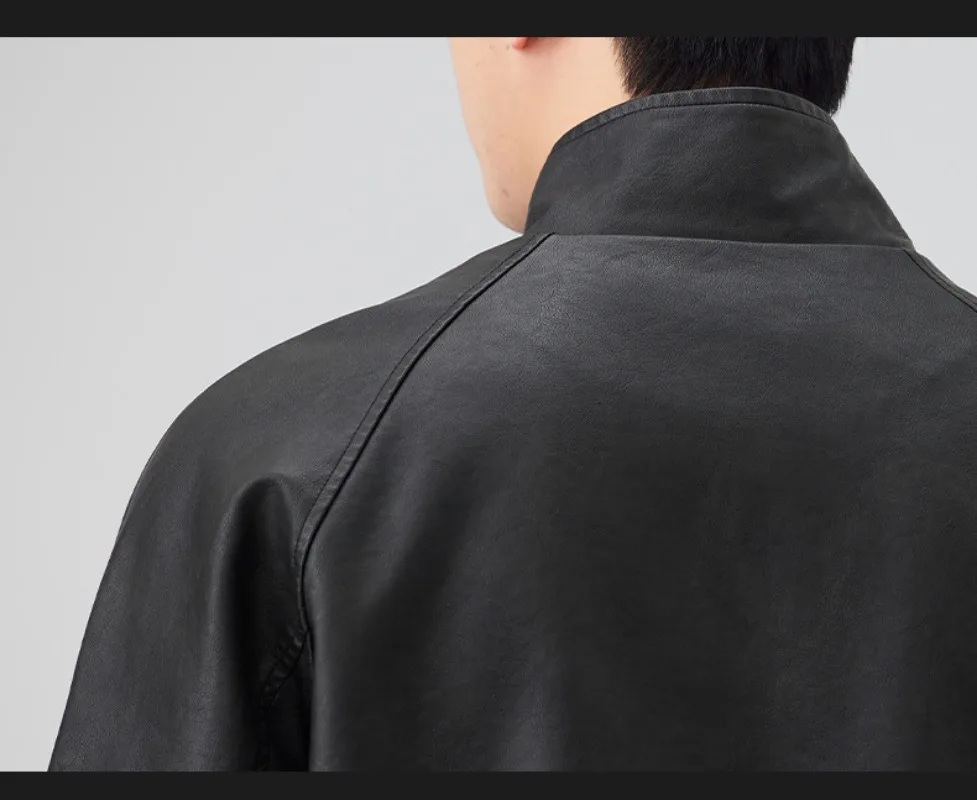 Мужские куртки, осенняя новая кожаная - Фотография_5