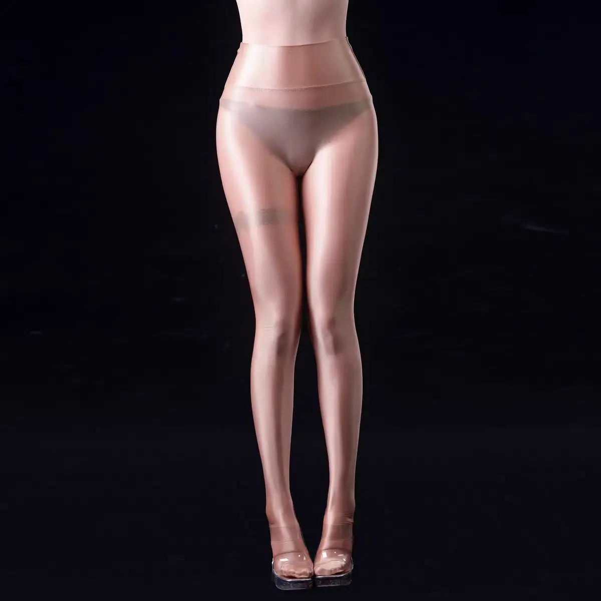 Глянцевые тонкие атласные шелковые женские колготки с высокой талией - Фотография_3