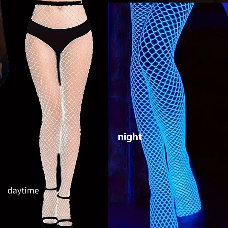 Синие колготки в сеточку glow in the dark