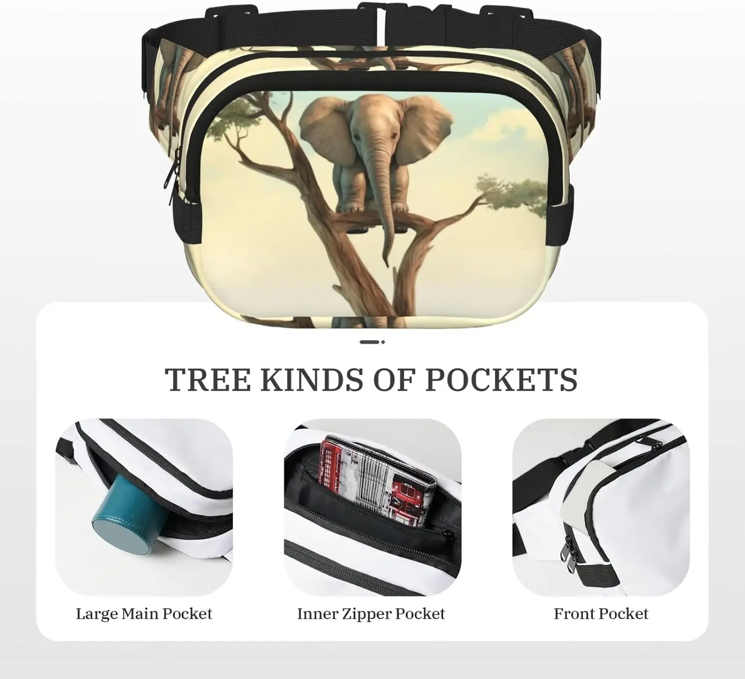 Поясные сумки «маленький слоненок на дереве» для мужчин и женщин - Фотография_5