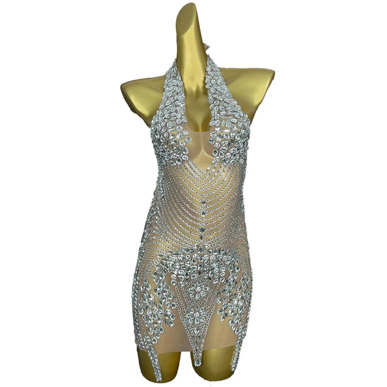 Meihuo блестящее короткое платье с бриллиантами - Фотография_2