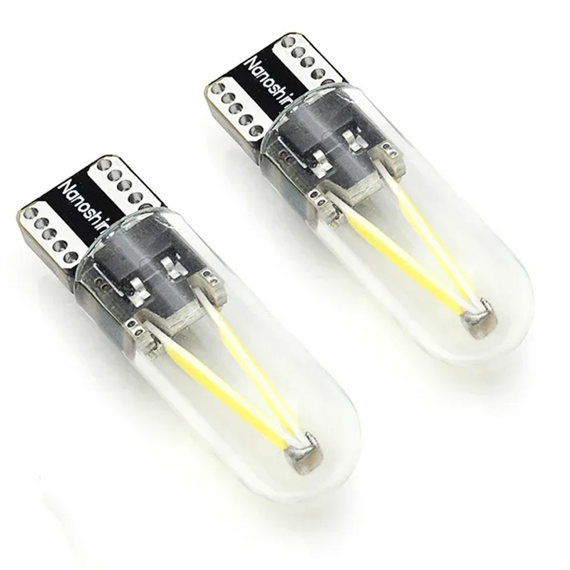 2x классическая светодиодная лампа w5w t10 накаливания cob glass