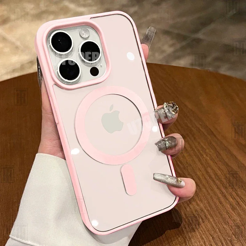 Новый розовый прозрачный акриловый чехол для iphone 16 - Фотография_6