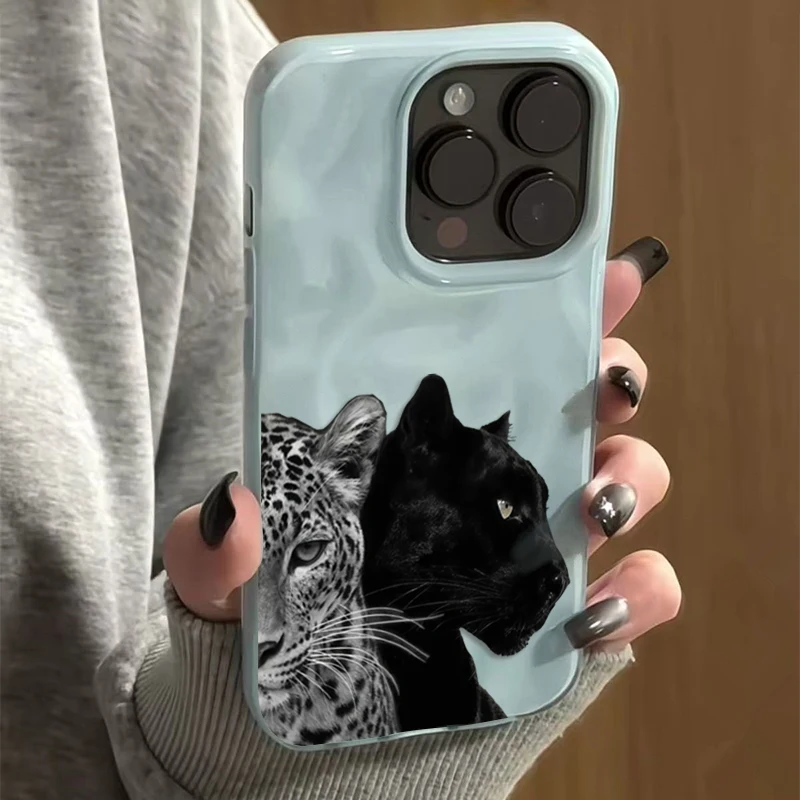 Противоударный чехол с ярким леопардовым узором и складками для iphone 16 - Фотография_4