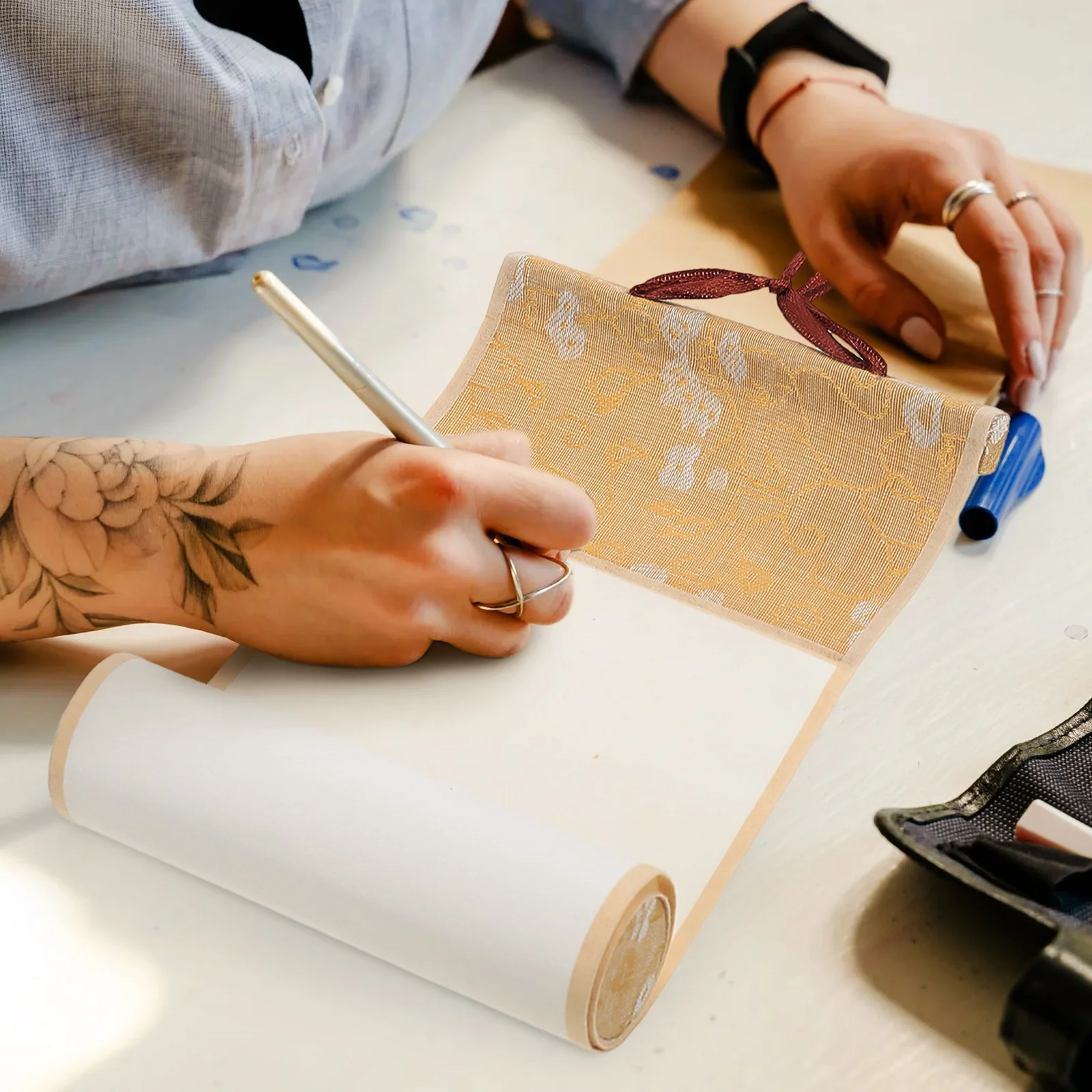 Чистый свиток рисовой бумаги 30x50 см для письма китайской каллиграфии - Фотография_2