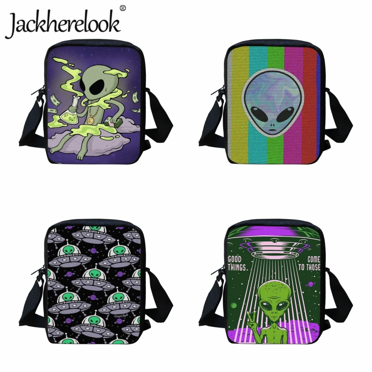 Jackherelook, детские сумки через плечо с рисунком инопланетянина