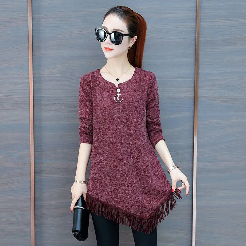 Модные однотонные асимметричные блузки с бахромой - Фотография_3