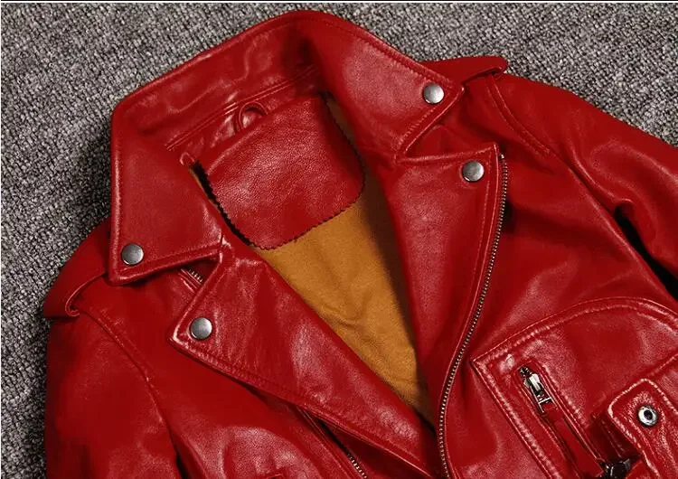 Женская короткая куртка yolanfairy из натуральной овечьей кожи - Фотография_5