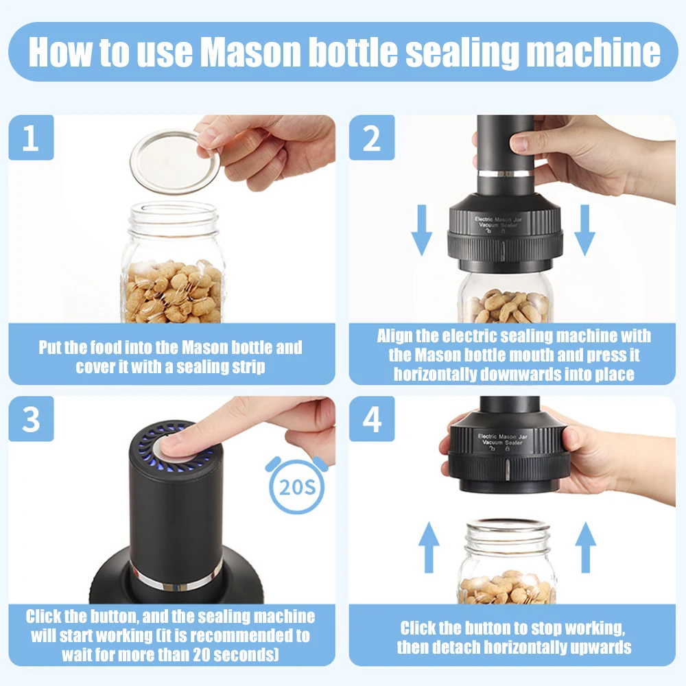Электрический вакуумный упаковщик mason jar для хранения продуктов - Фотография_4