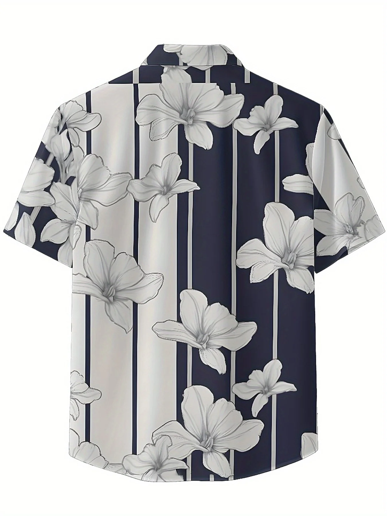 Мужские гавайские рубашки больших размеров с цветочным узором и полосками - Фотография_5