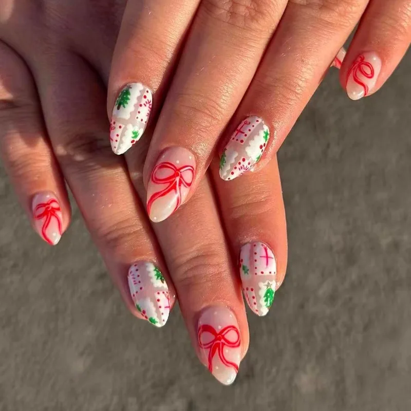 Рождественские накладные ногти