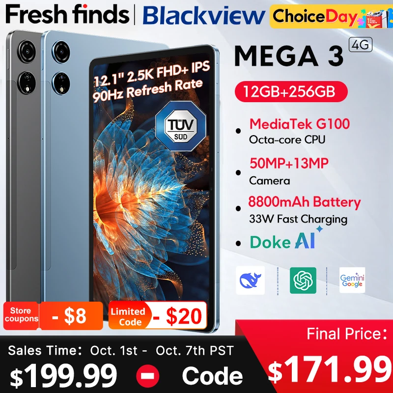 【мировая премьера】планшет blackview mega 3 с 12