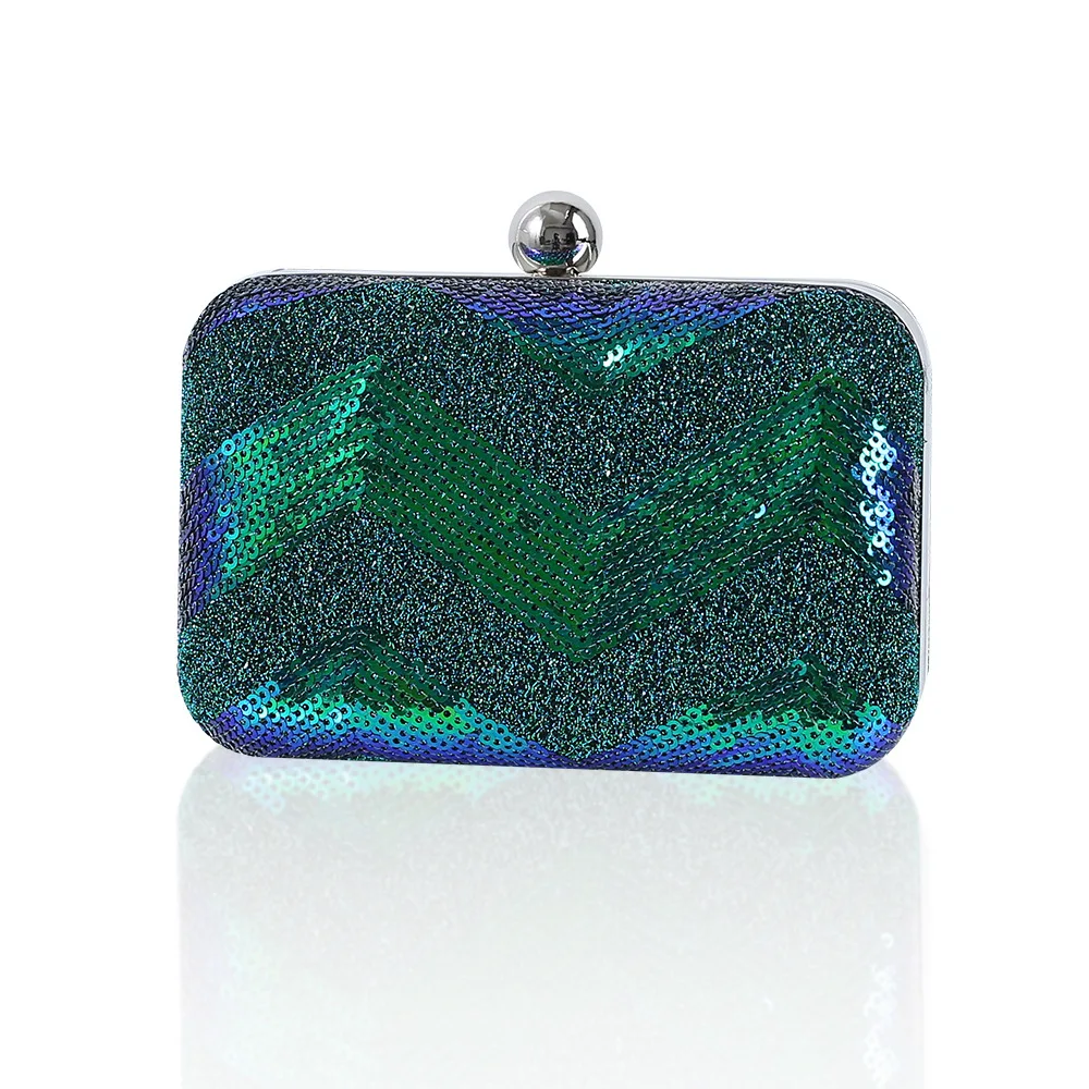 Зеленый клатч, роскошные дизайнерские кошельки с блестками для женщин - Фотография_2
