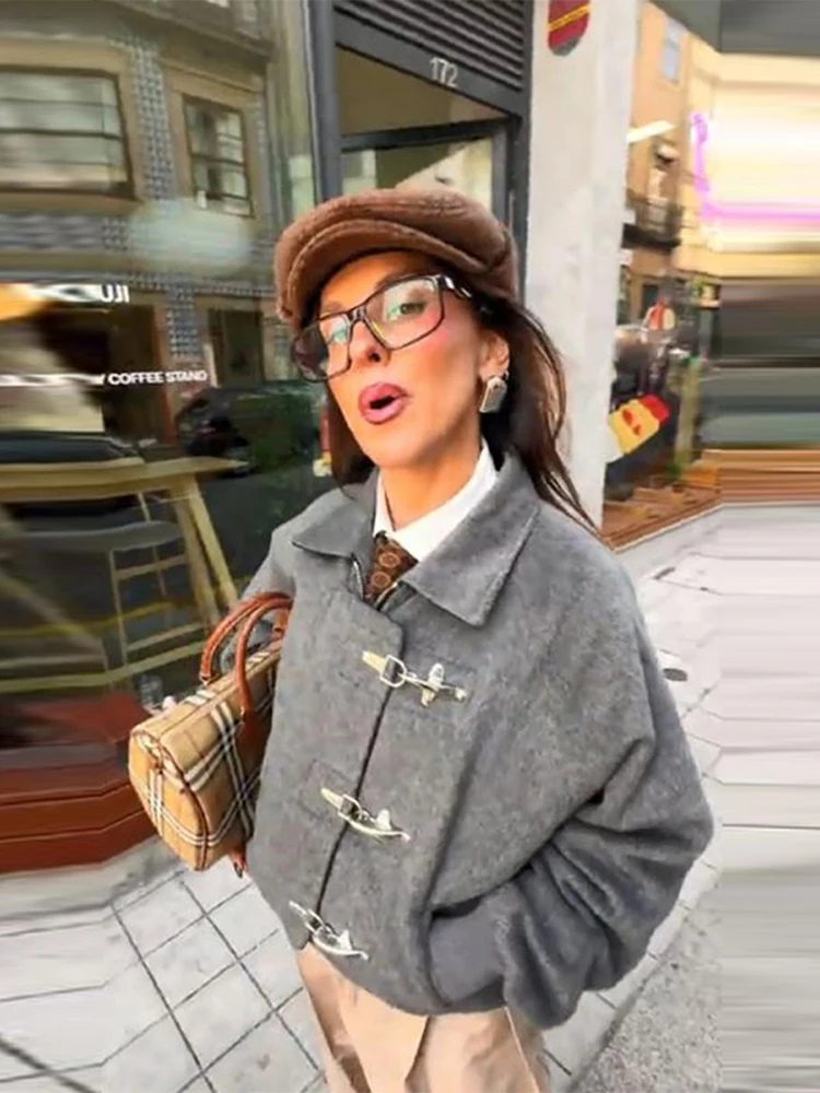 Женская винтажная однотонная куртка - Фотография_3