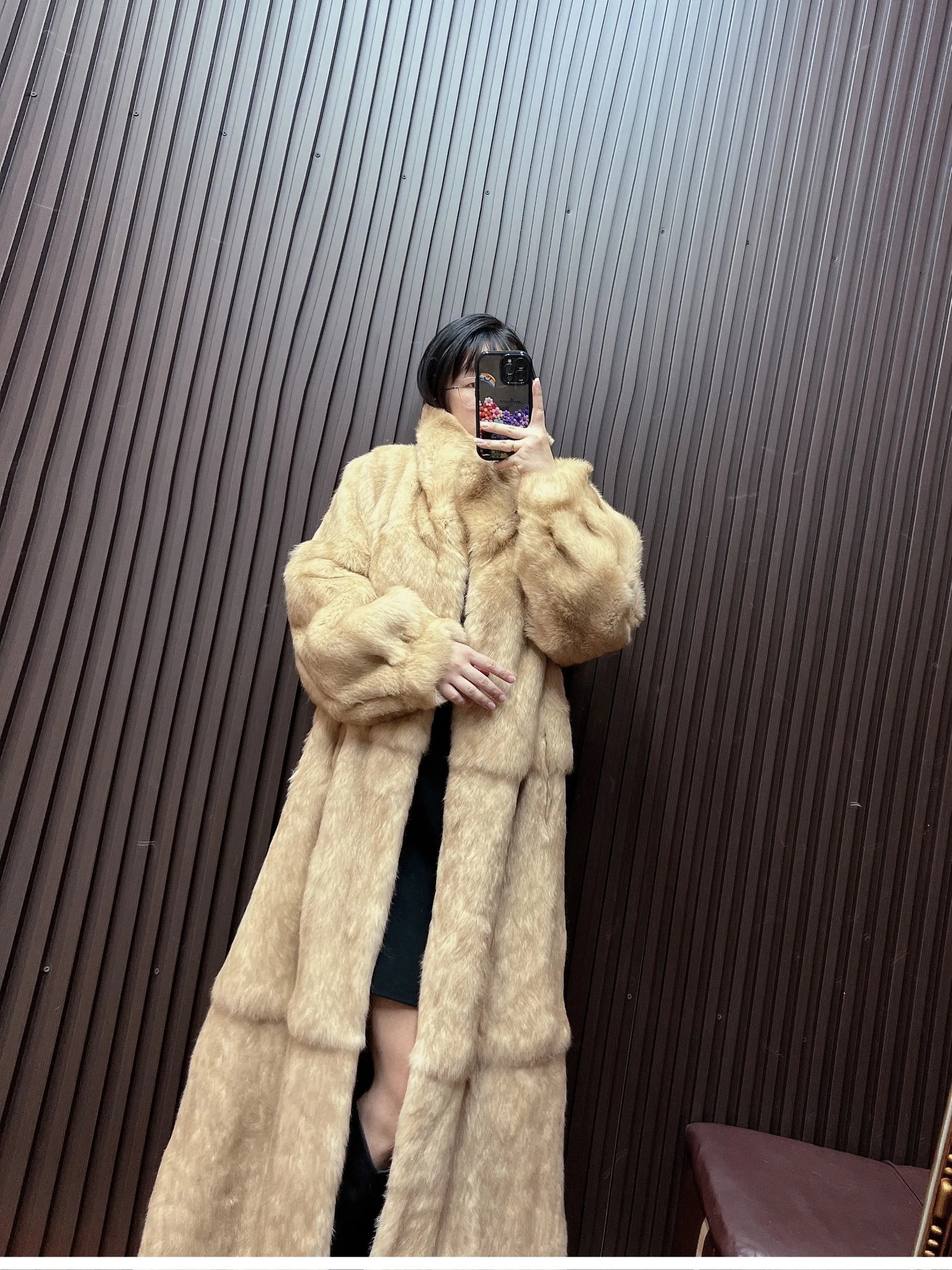 Furyoume новое пальто из 100% кроличьего меха длиной 120 см - Фотография_3