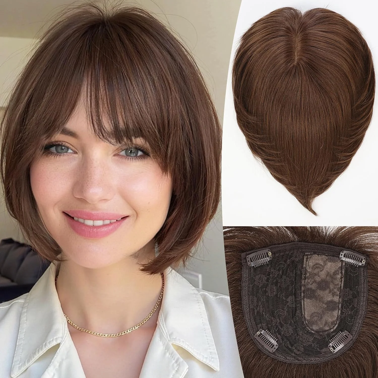 10-дюймовый топпер из натуральных волос для женщин