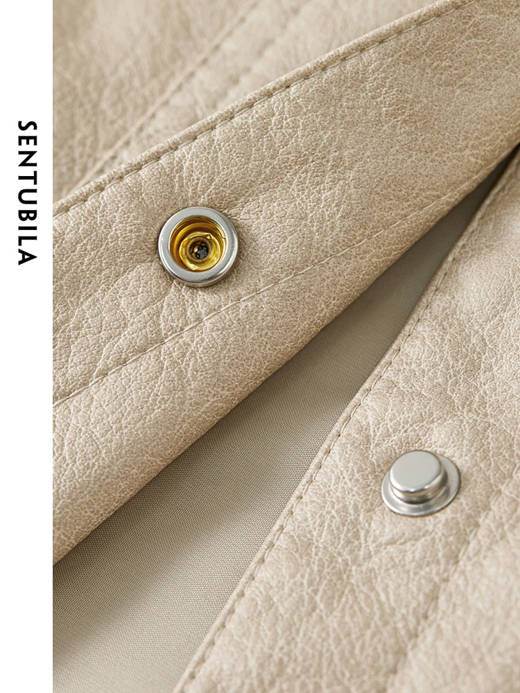 Sentubila женские укороченные куртки из искусственной кожи в стиле ретро - Фотография_5