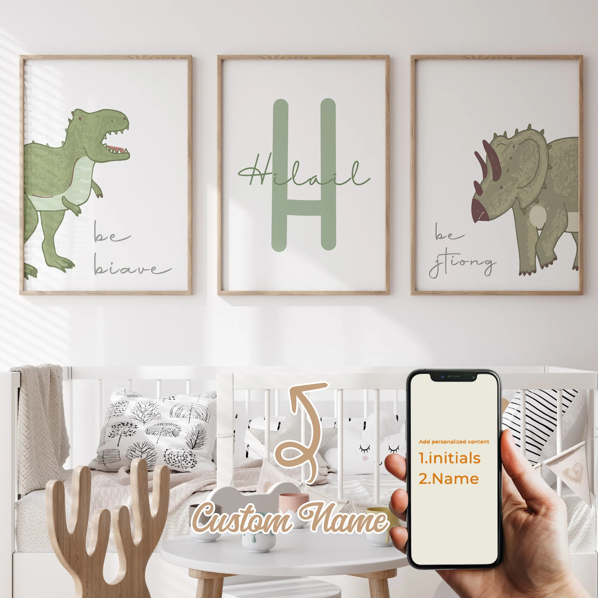 Персонализированное имя с милым мультяшным динозавром - Фотография_3