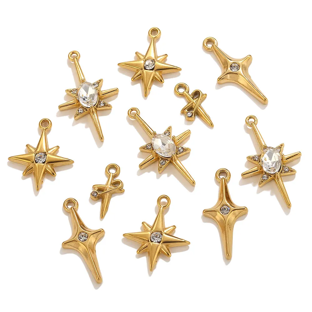 Подвески в виде звезды из нержавеющей стали с цирконием - Фотография_2