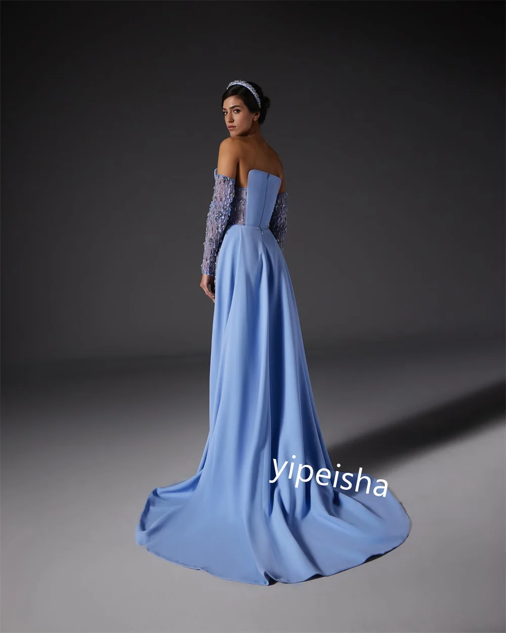 Вечернее платье charmeuse с бисером на заказ - Фотография_3