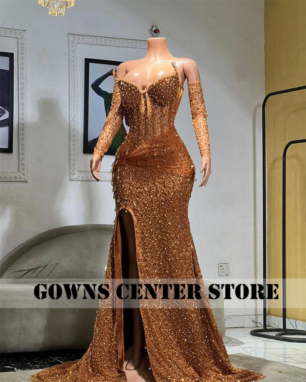 Aso ebi стильное золотистое искусственное - Фотография_5