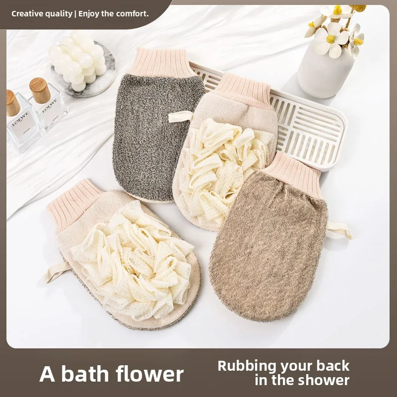 Льняное полотенце с цветком «два в одном»