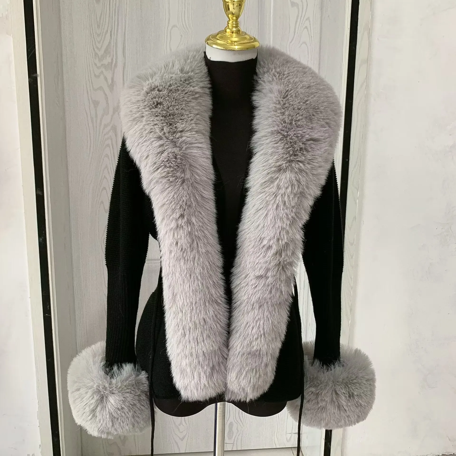Женский вязаный кардиган из искусственного