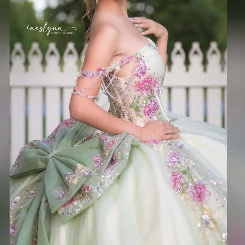 Светло-зеленые платья quinceanera - Фотография_4