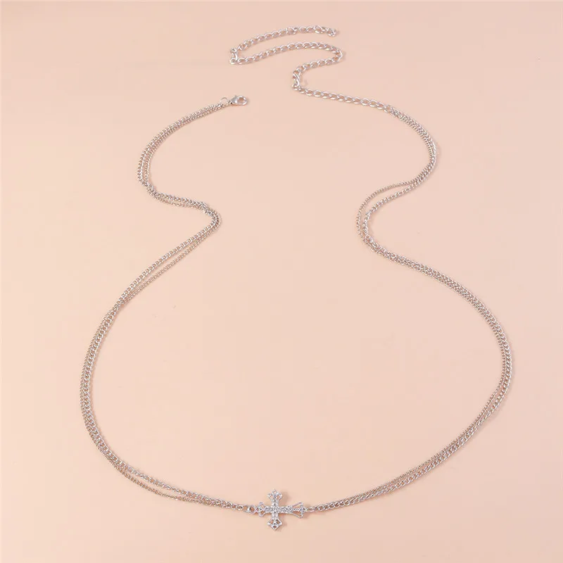 Богемная готическая цепочка с кристаллами и крестом на талии - Фотография_5