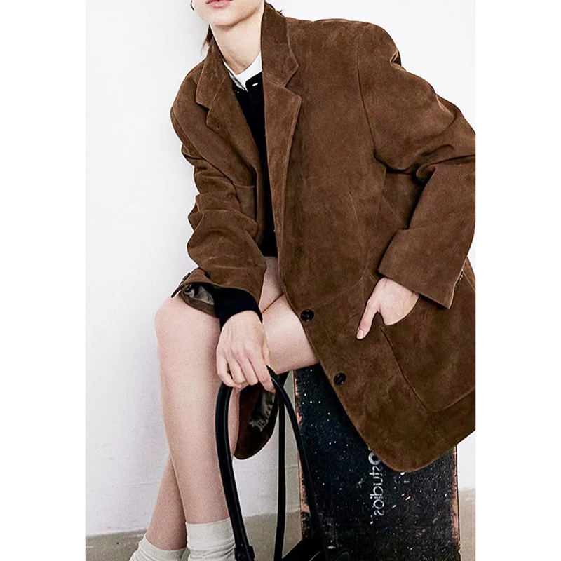 Замшевая куртка из воловьей кожи для женщин - Фотография_5