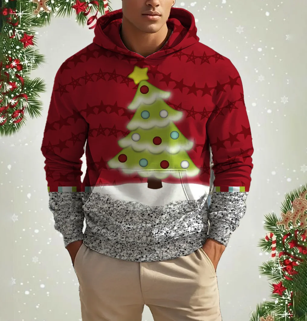 Мужские толстовки и свитшоты с рождественским принтом лося - Фотография_6