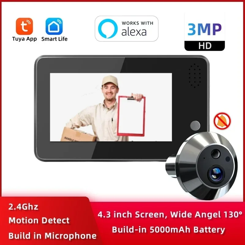 Мини-глазок tuya smart 130 широкоугольный