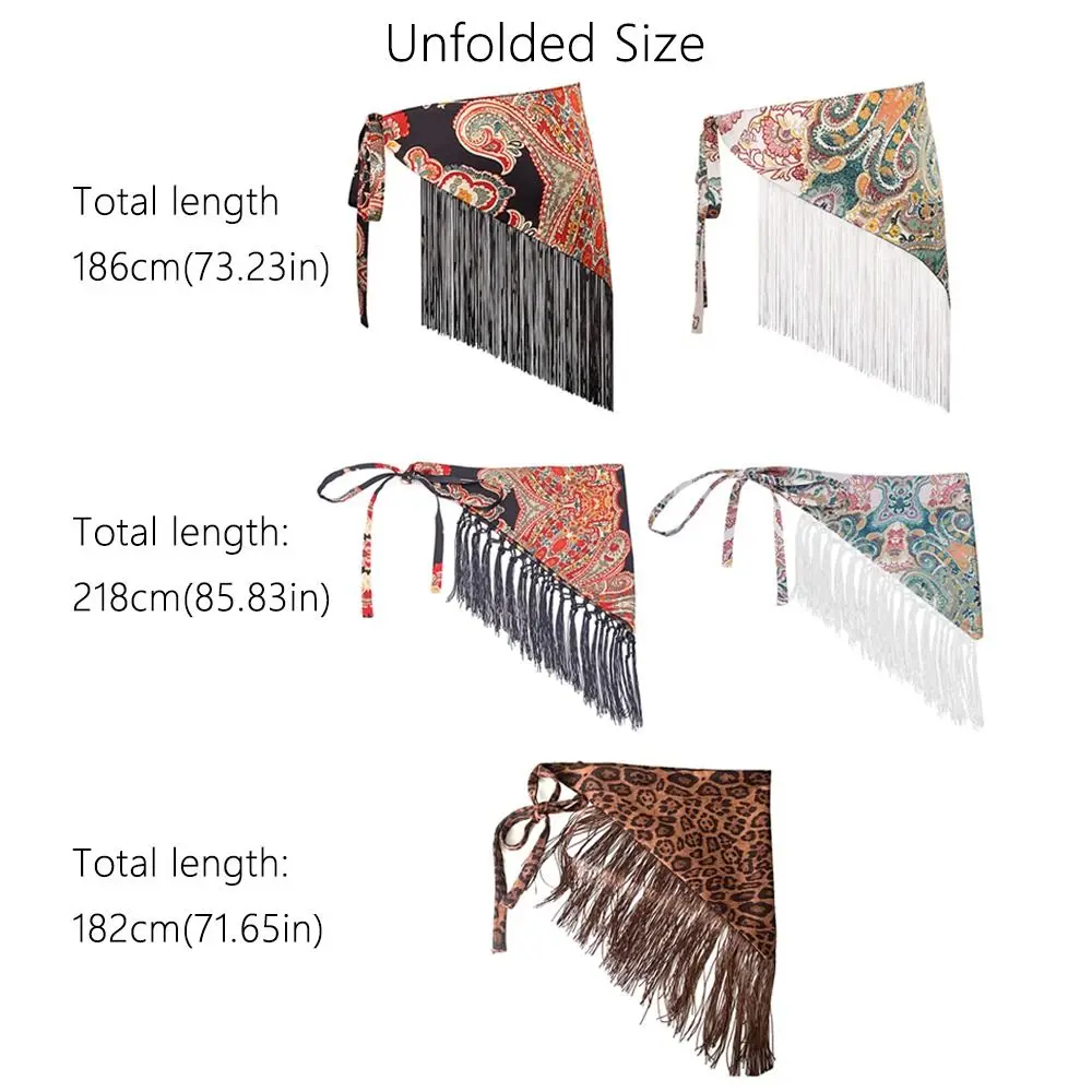 Этнический треугольный пояс с кисточками и цветочным принтом - Фотография_6