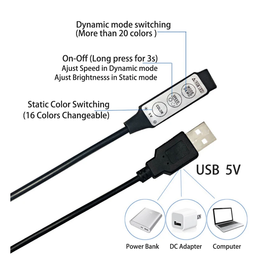 Nowyey rgb 5050 dc5v usb светодиодная - Фотография_3