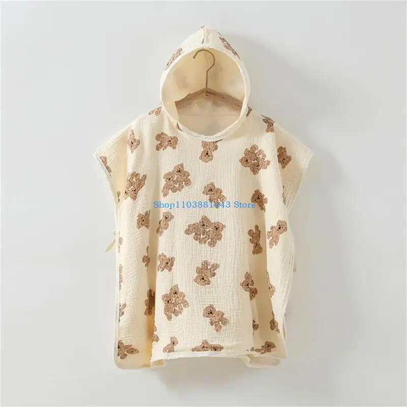 Q6re детское марлево-хлопковое полотенце с милым принтом и капюшоном - Фотография_4