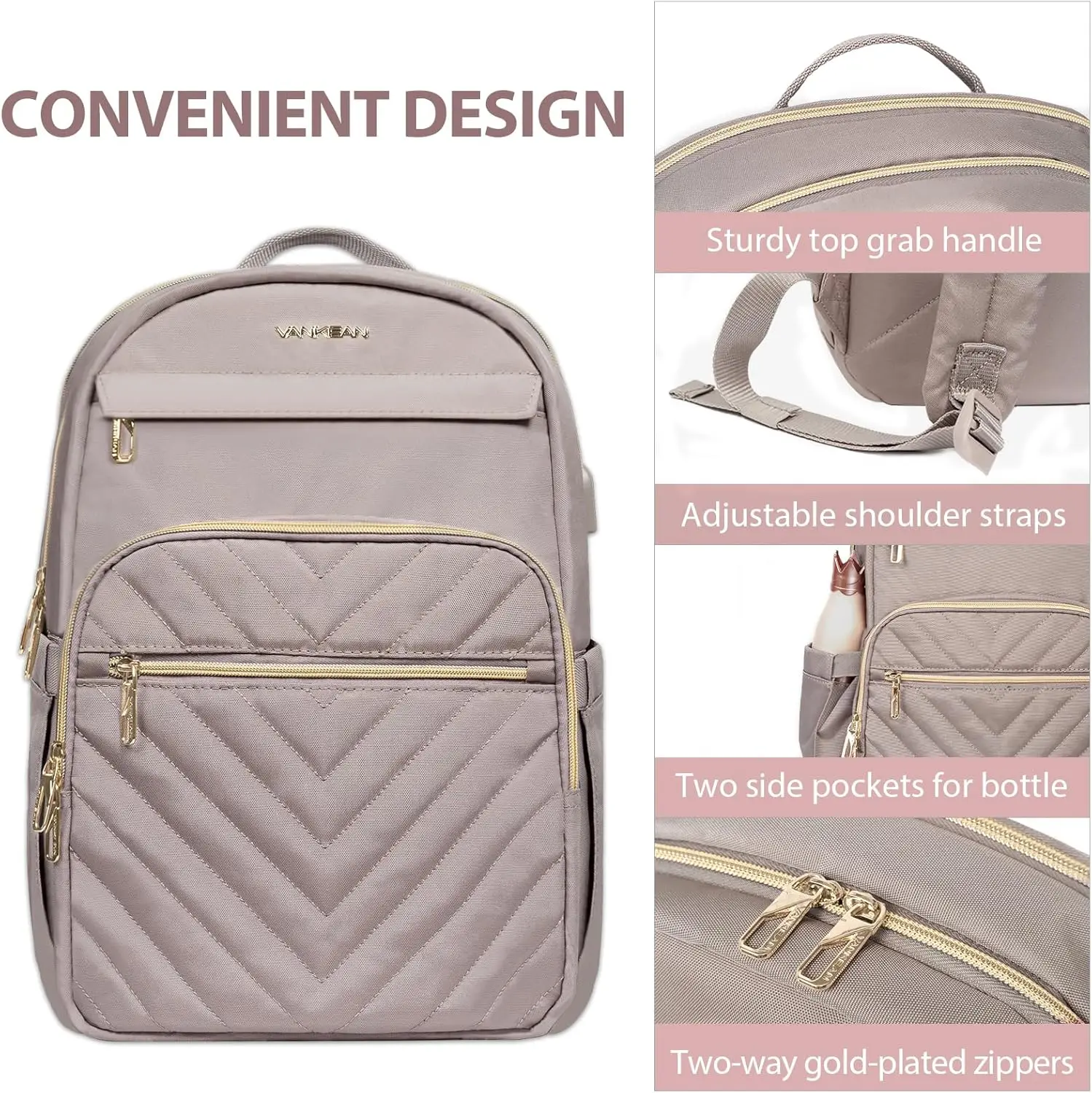 Vankean 15,6-дюймовый рюкзак для ноутбука для женщин - Фотография_6