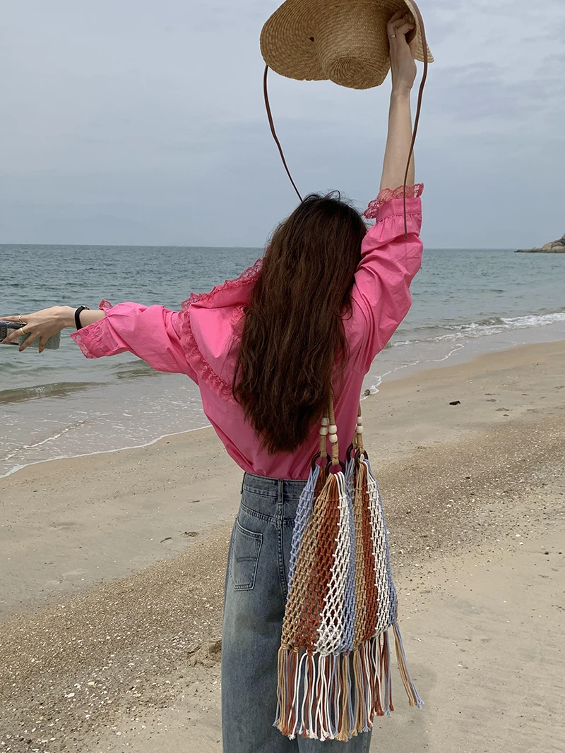 Дизайнерская плетеная сетчатая сумка крючком - Фотография_2