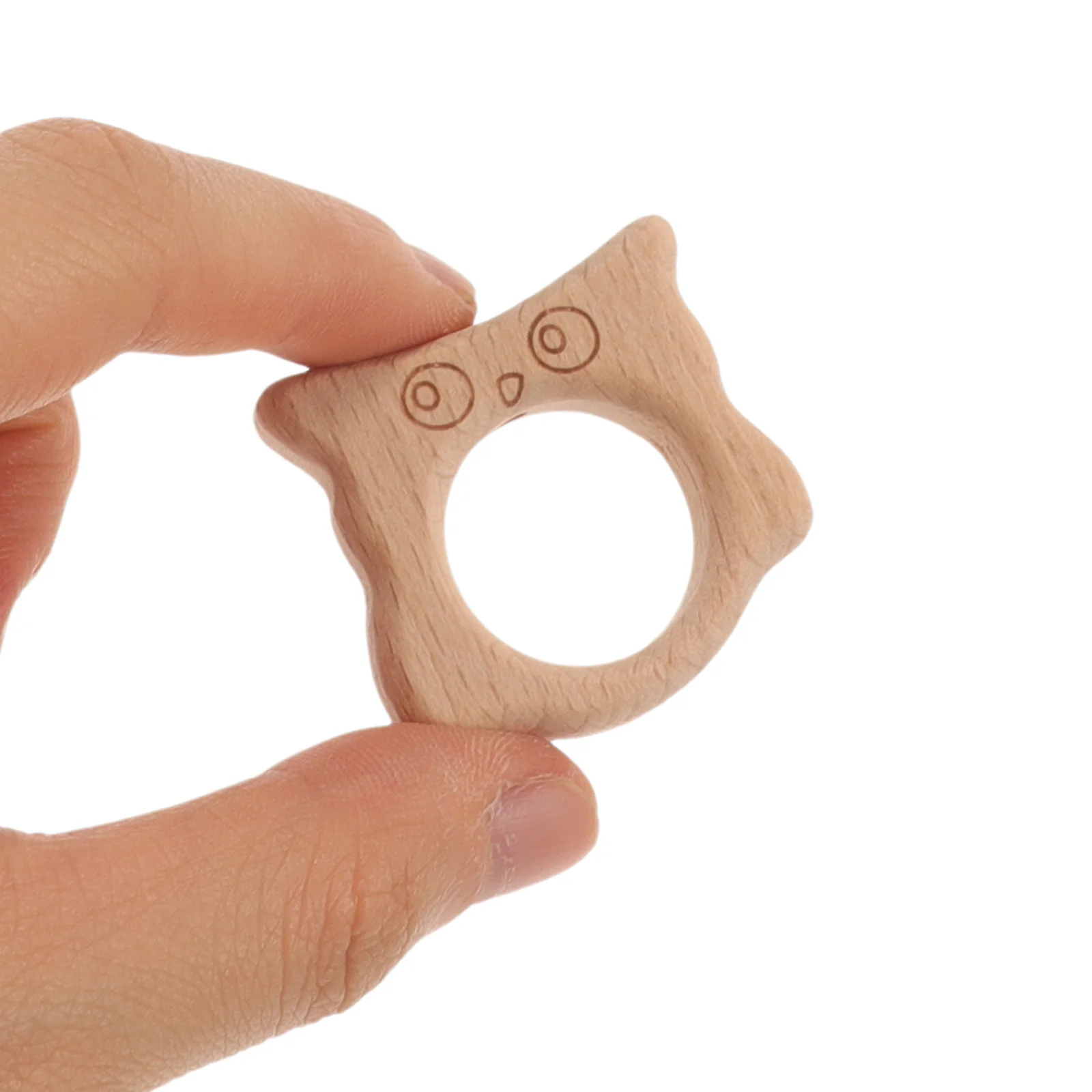 Деревянное кольцо для прорезывания зубов с изображением животных