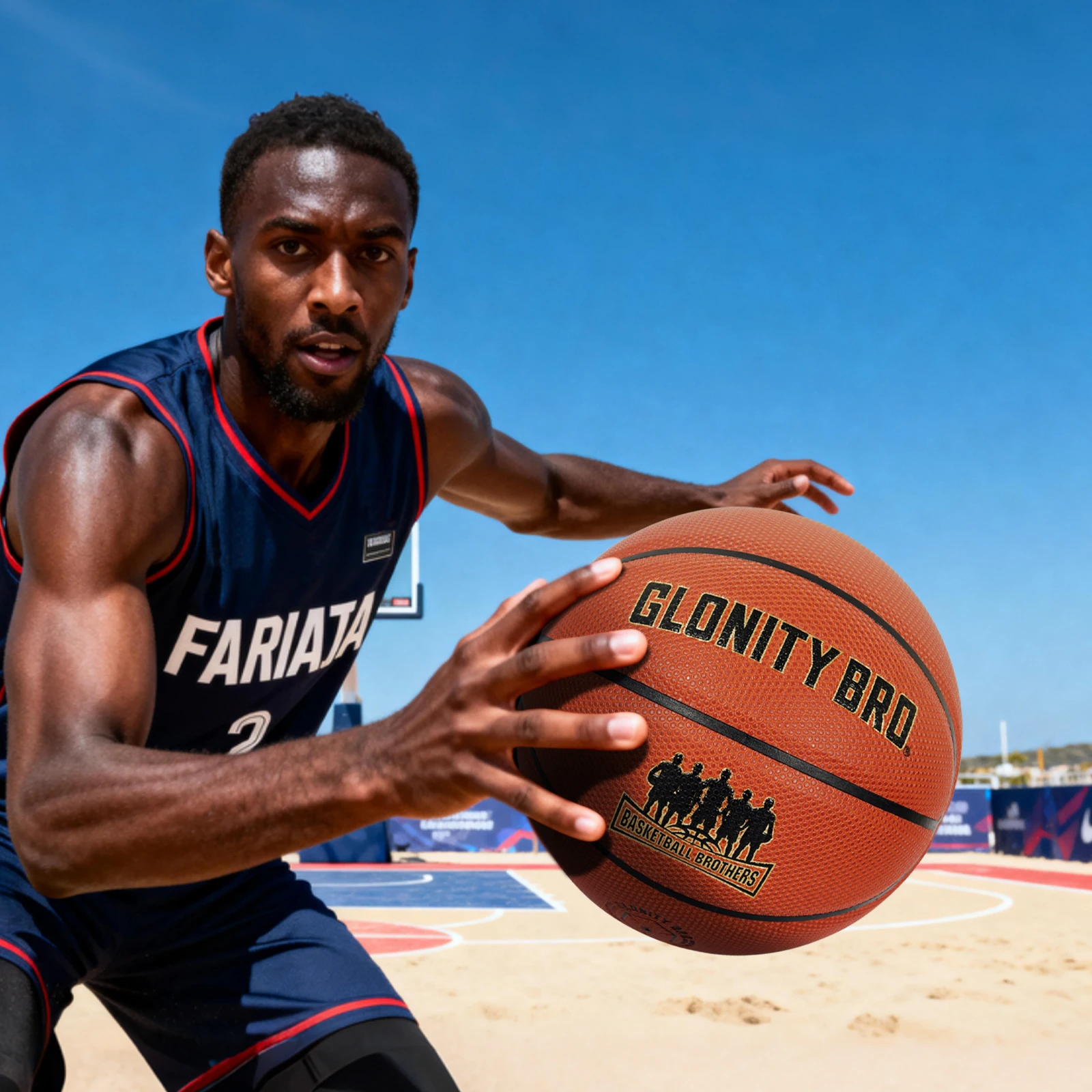 Высококачественный коричневый баскетбольный мяч из искусственной кожи - Фотография_3