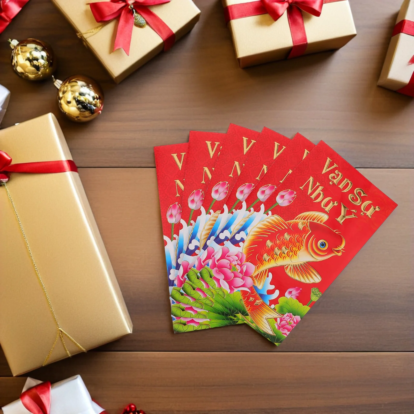 Китайские красные конверты с узором кои - Фотография_4