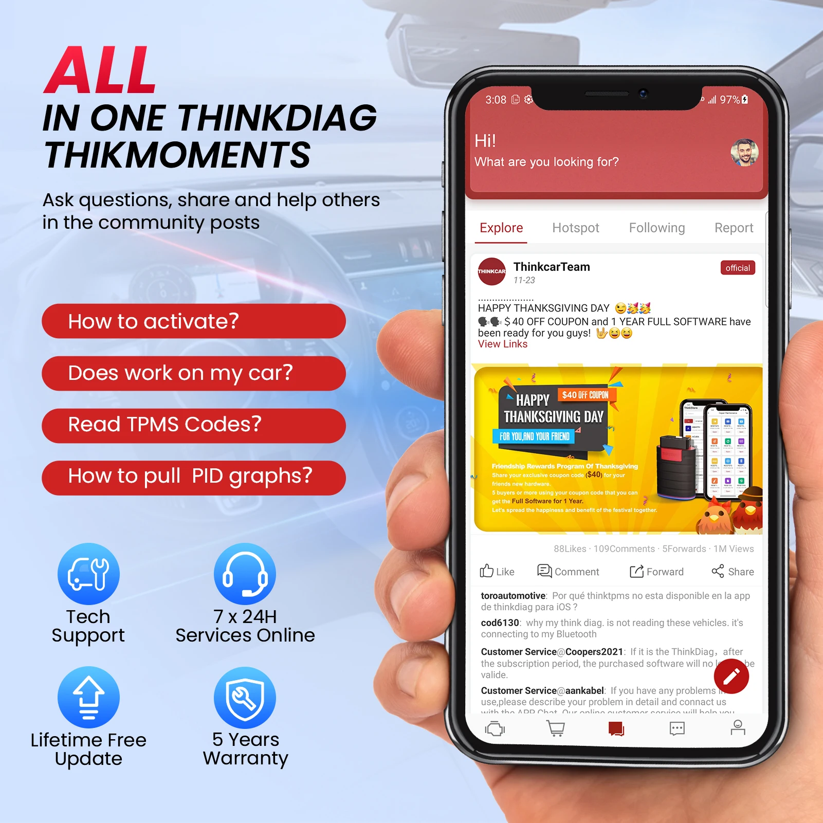 Thinkcar thinkdiag mini obd2 сканер для всех автомобилей - Фотография_4