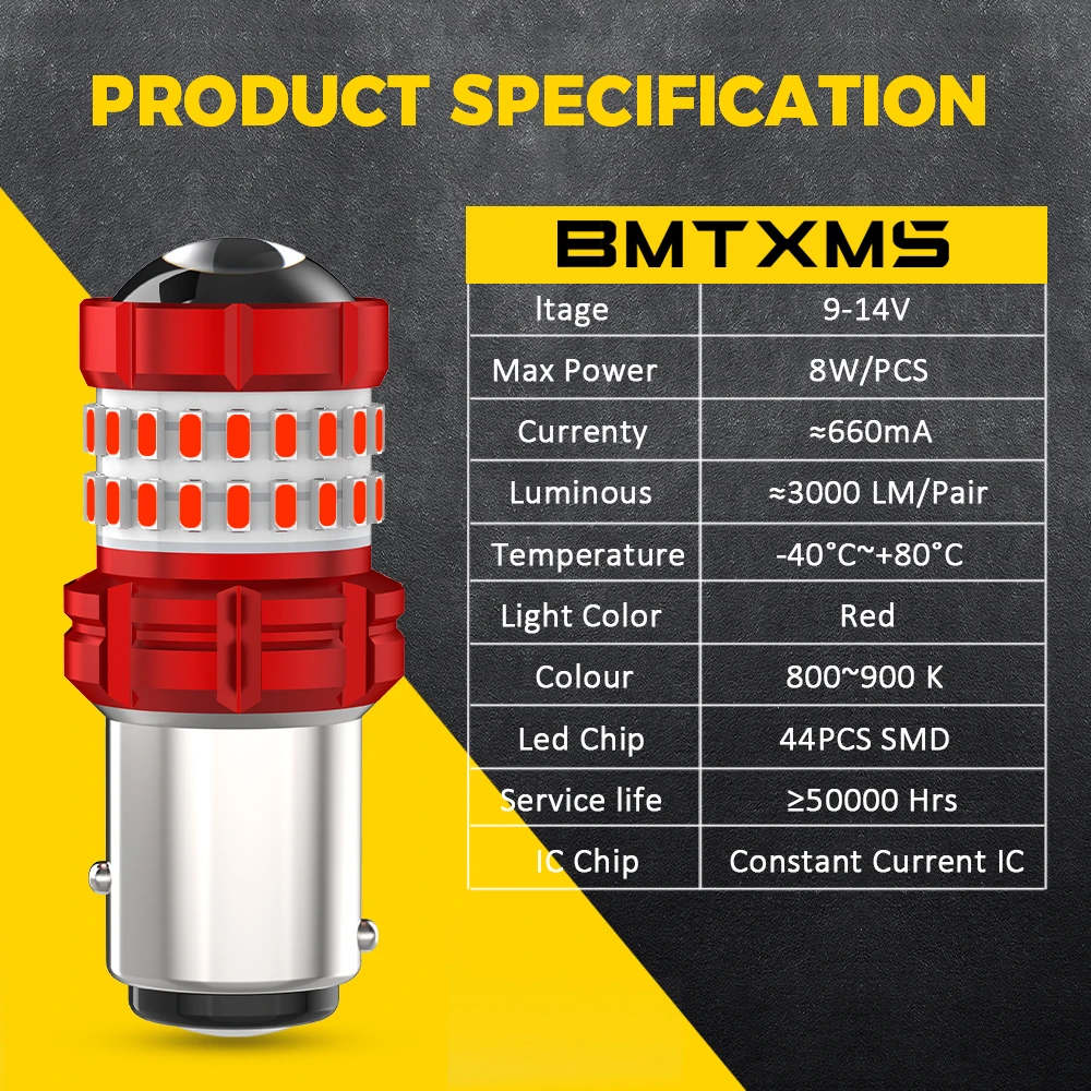 Bay15d t20 7443 w21/5w светодиодная красная - Фотография_3