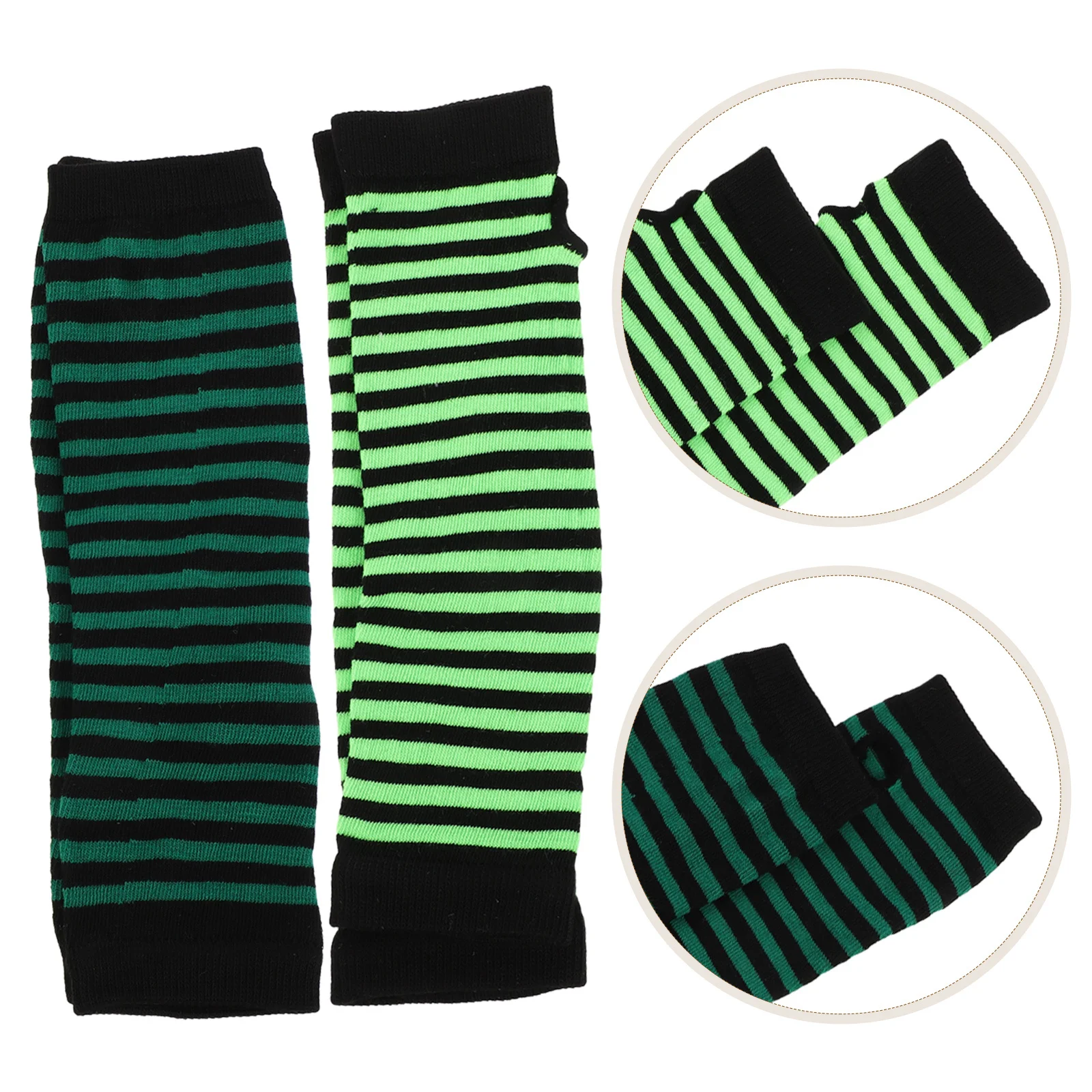 Длинные полосатые перчатки без пальцев