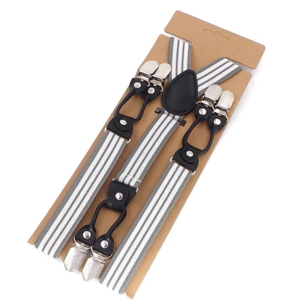 Новые подтяжки, черные кожаные подтяжки с 6 зажимами - Фотография_2