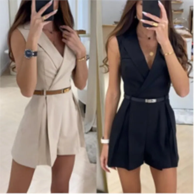 Летний новый женский модный костюм с лацканами - Фотография_3