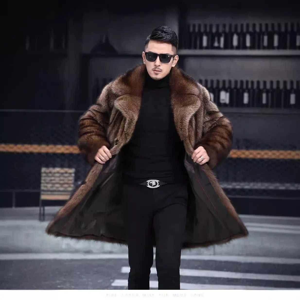 Мужское пальто из искусственной норки с длинными рукавами - Фотография_2